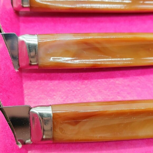 E. Parker & Sons Reo Crest Sheffield Stainless Steel Steak Knife Set Of 4 VTG - Picture 7 of 10